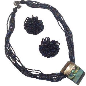 Vintage Seed Bead And Mother Of Pearl Demi Parure